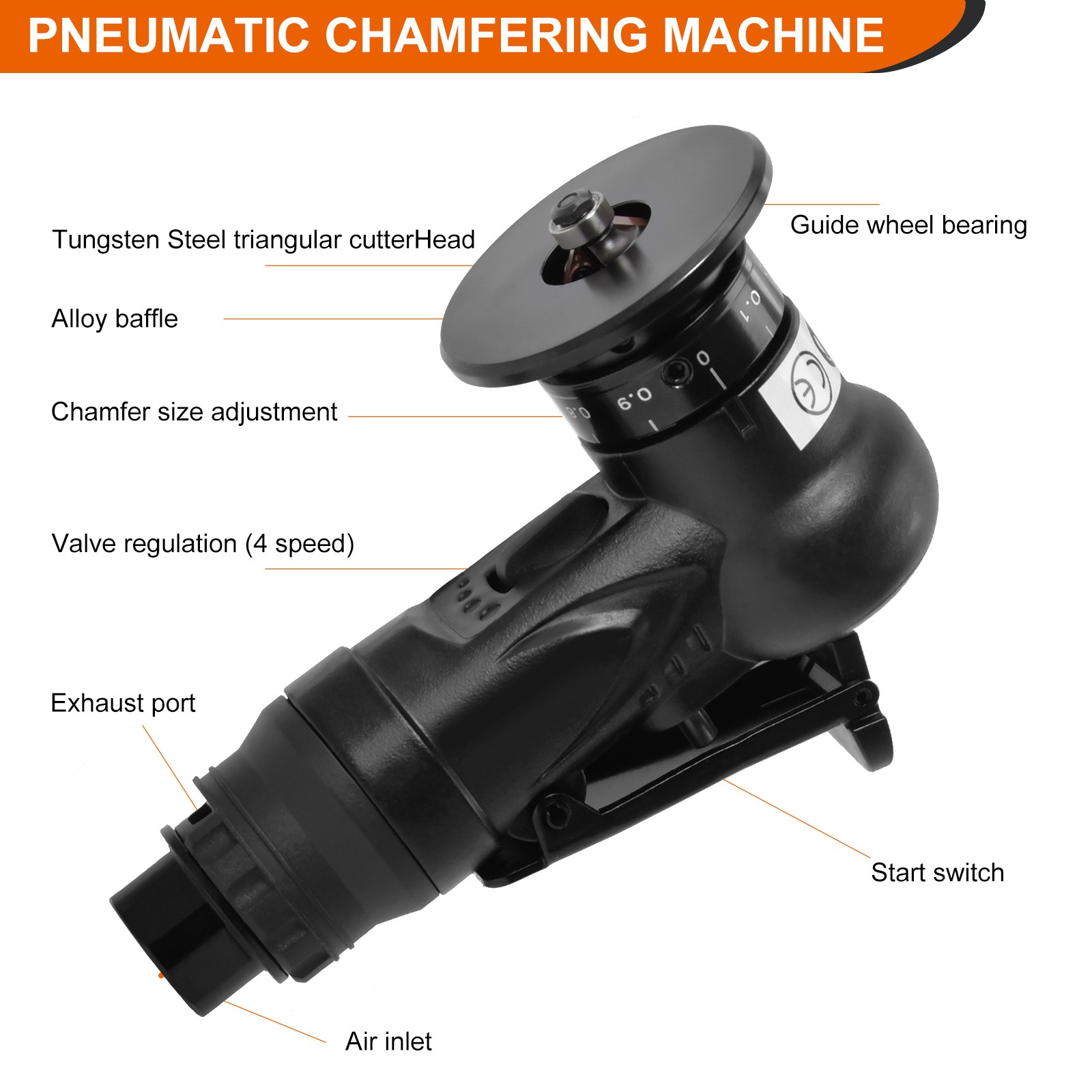 Pneumatic Chamfering Tool, Air Chamfer Tool with 10 C-Angle & 10 R-Angle Blades