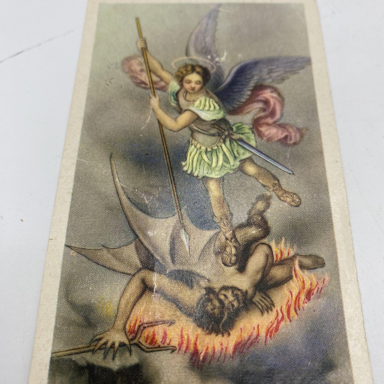 Vintage St Michael Archangel Catholic Holy Card Prayer Printed In Italy