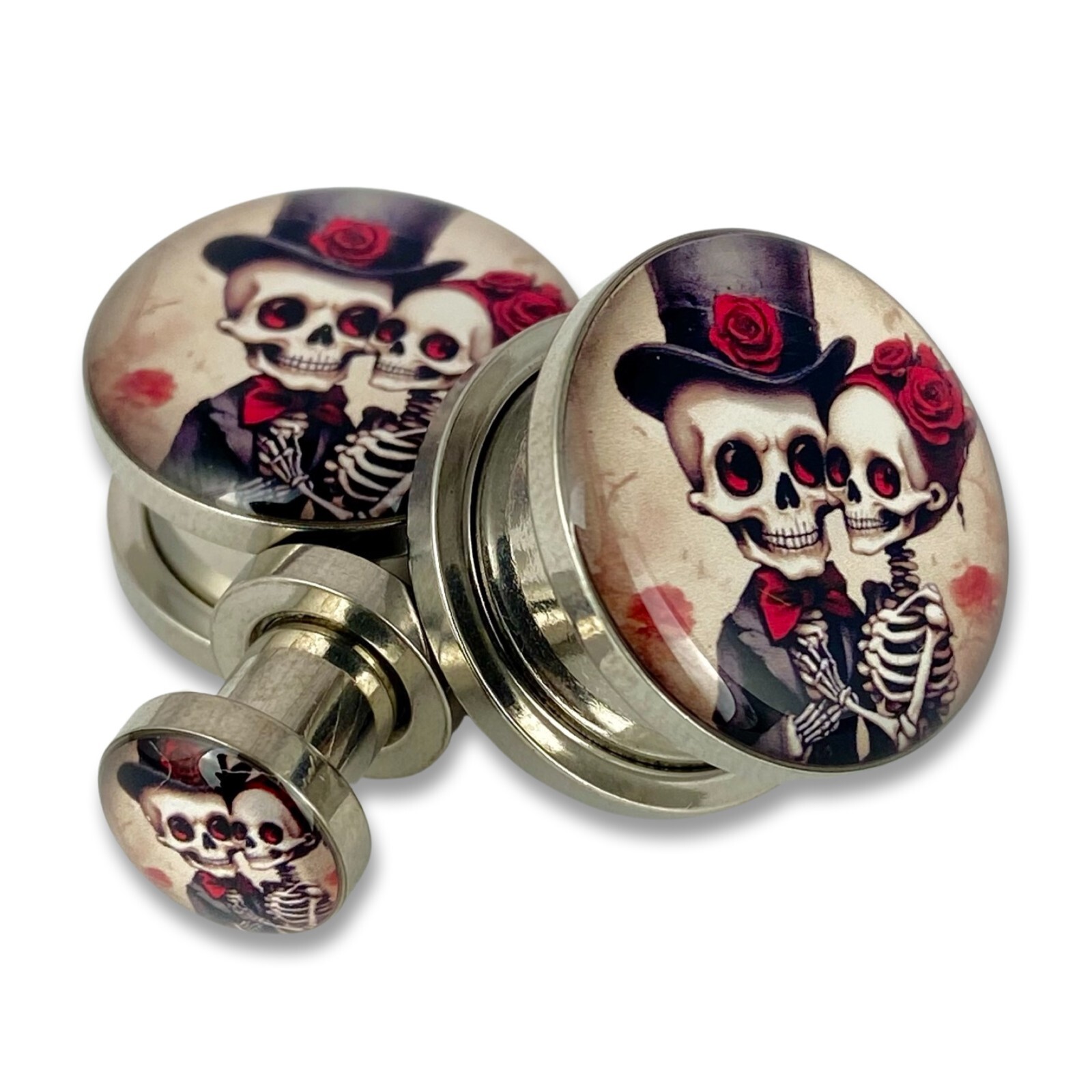 Pair of Victorian Skeleton Picture Plugs (MTO-074) gauges 16g thru 1 inch