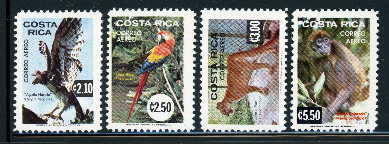COSTA RICA MNH: Scott #C820-C823 Animals Wildlife FAUNA CV$14+