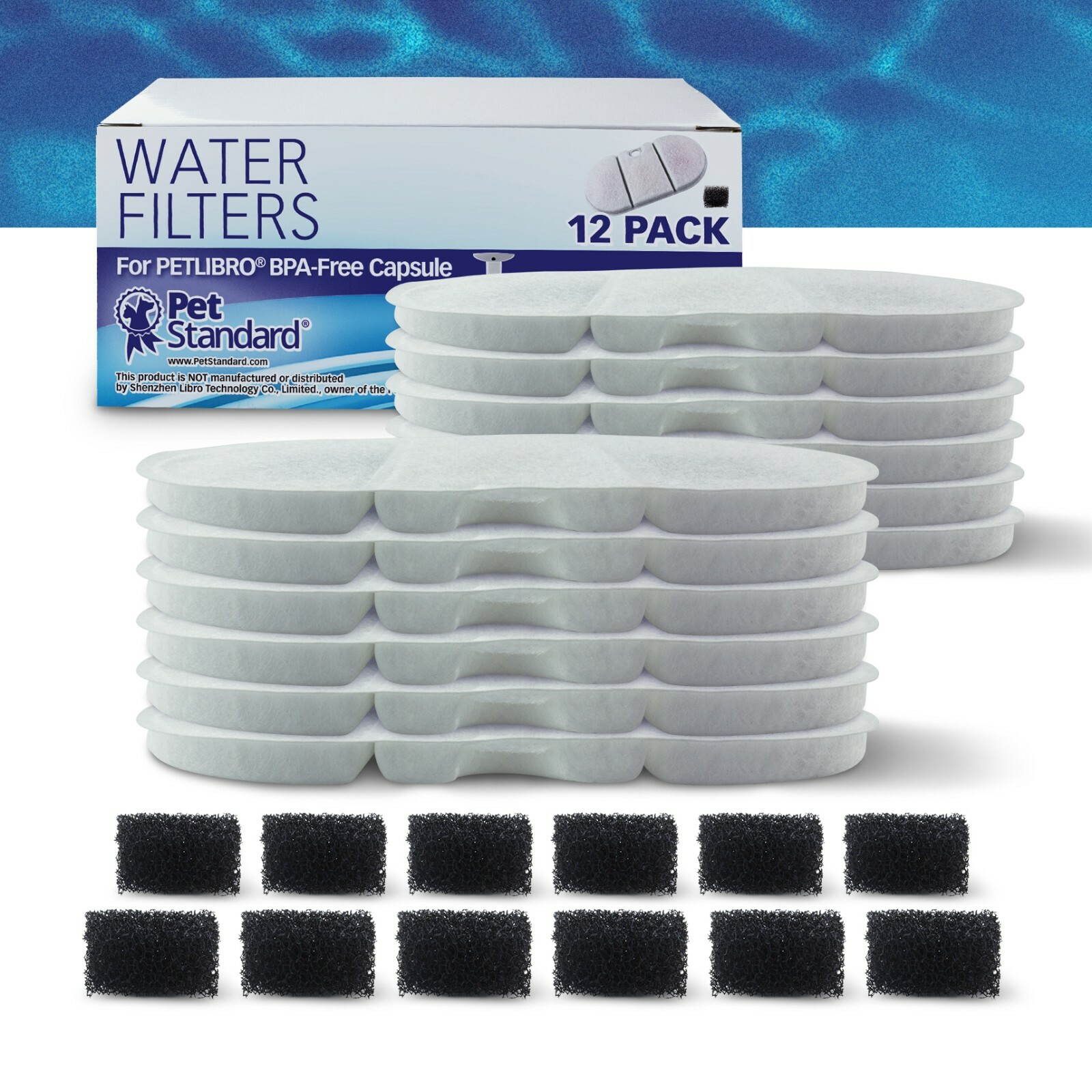 PET STANDARD Water Filters For PETLIBRO® BPA-Free Capsule, 12 Pack