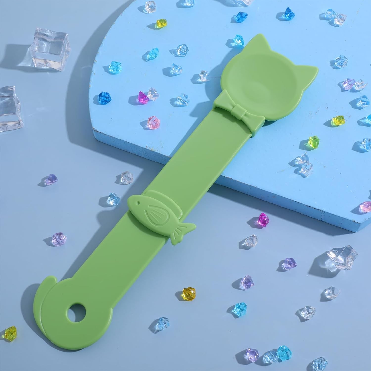 Cat Treat Spoon Squeeze Feeder, Durable Churu Spoon for Wet Food & Snacks, Green