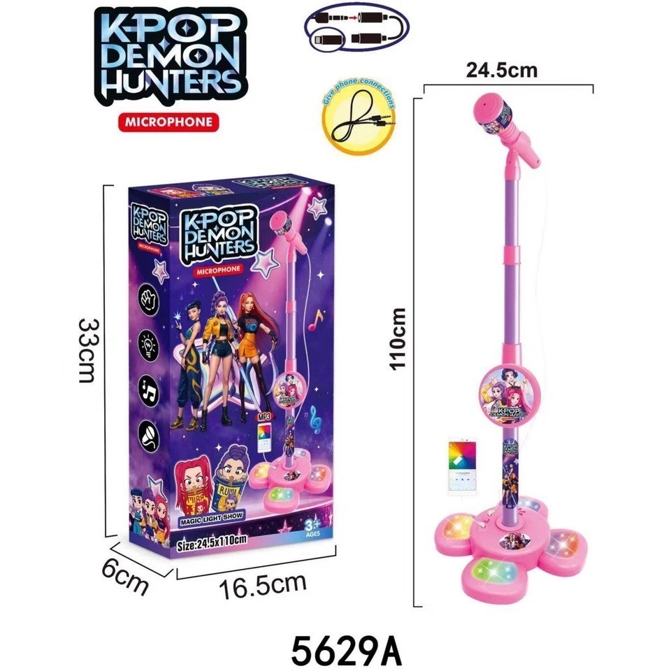 Cosplay KPOP Demon Hunters Music Microphone – Kids Toy Light-Up Singing Gift New