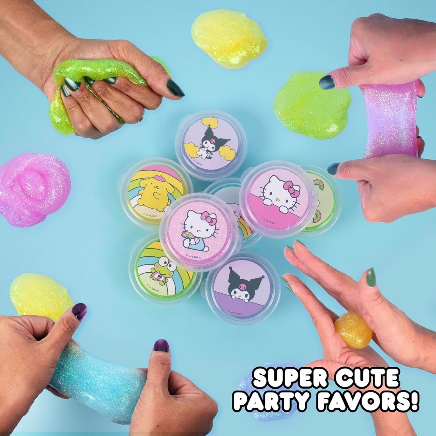 Hello Kitty Ultimate Slime Set, 25-Pack Scented Glitter Slimes, Party Favors for