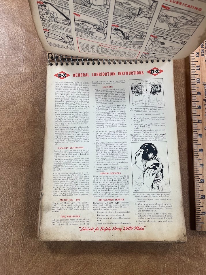 DX Oil Lubrication Chek Chart 1952 Shop Manual