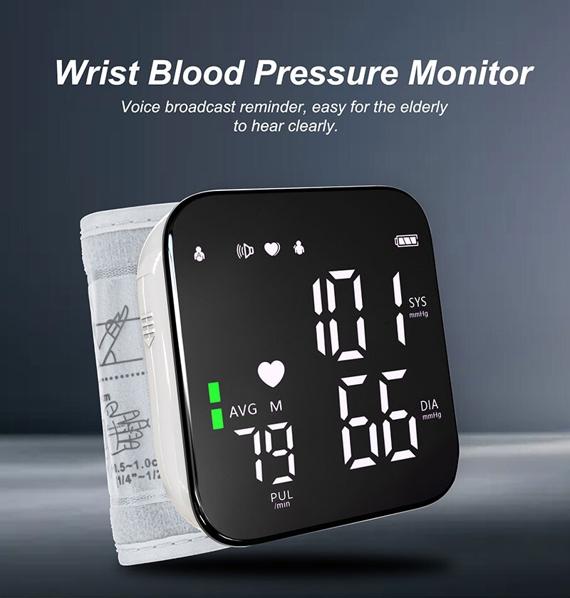Automatic Digital Wrist Blood Pressure Monitor BP Machine Cuff LED Heart Rate