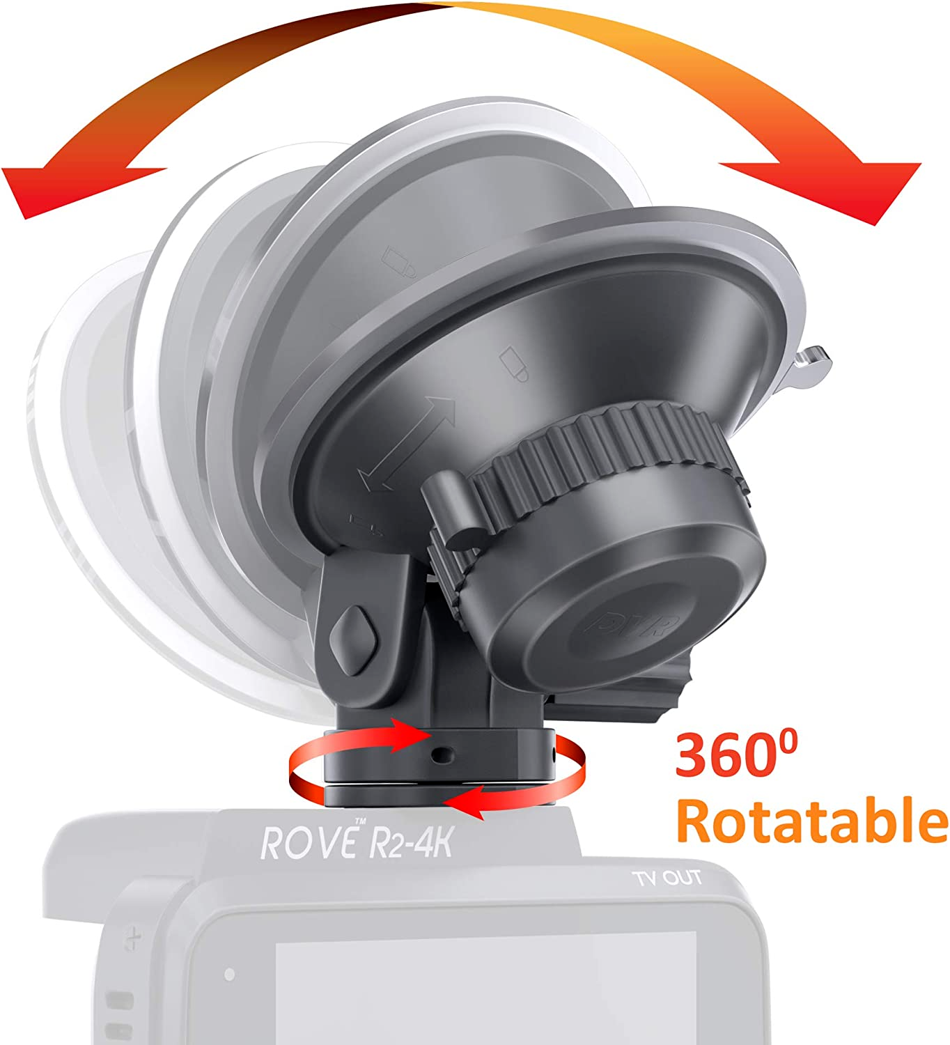 360° Windshield Suction Mount For ROVE R2-4K and R2-4K PRO Dash Cam Models