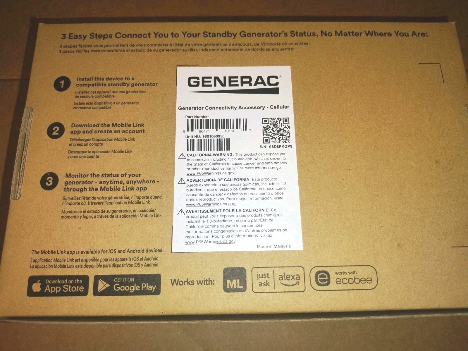 Generac Generator Remote Monitoring Connectivity Cellular KIT Mobile Link 12V