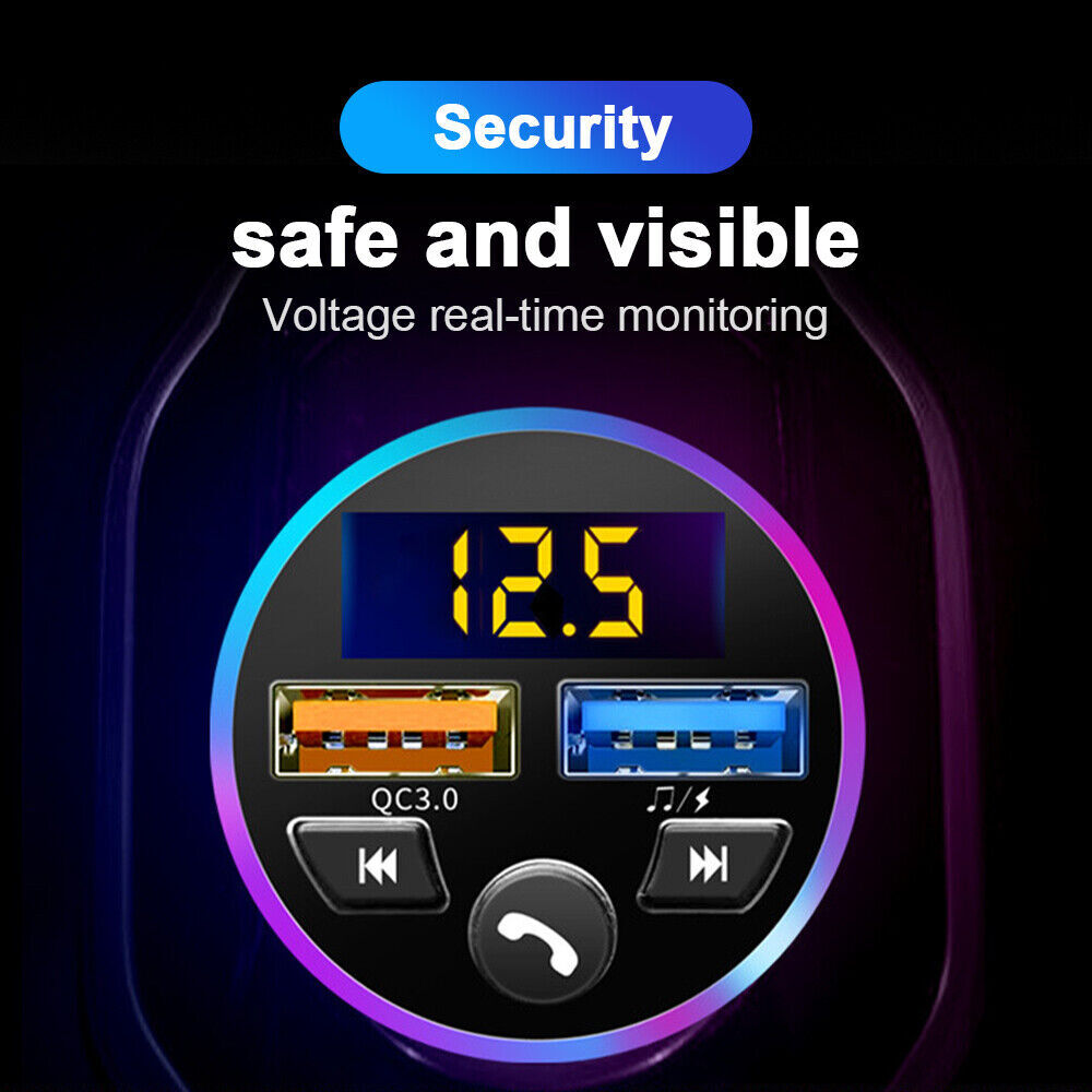 Cigarette Lighter Car Bluetooth FM Transmitter Radio Adapter 2 USB Charger