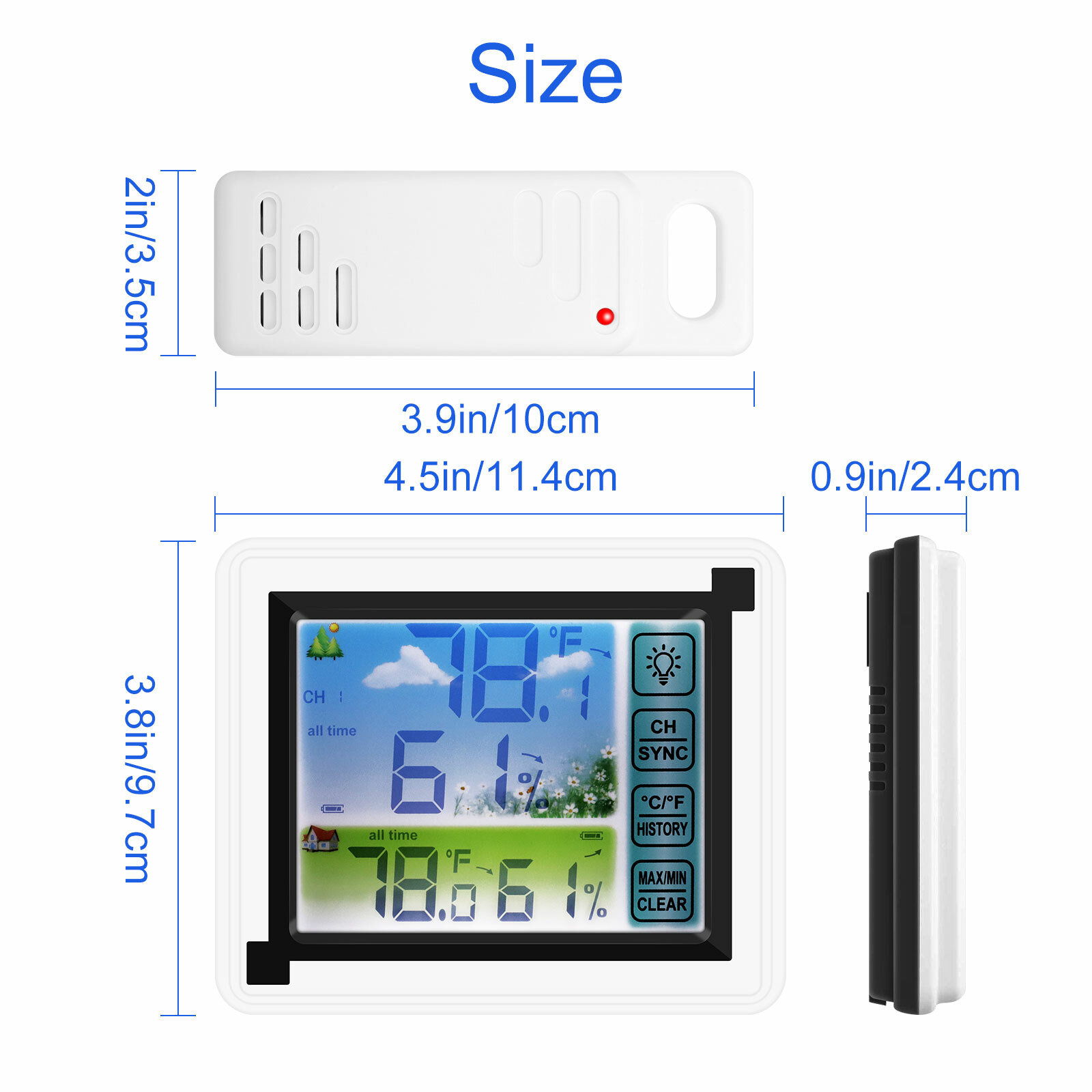 Thermometer Digital LCD Hygrometer Temperature Humidity Meter Indoor/Outdoor