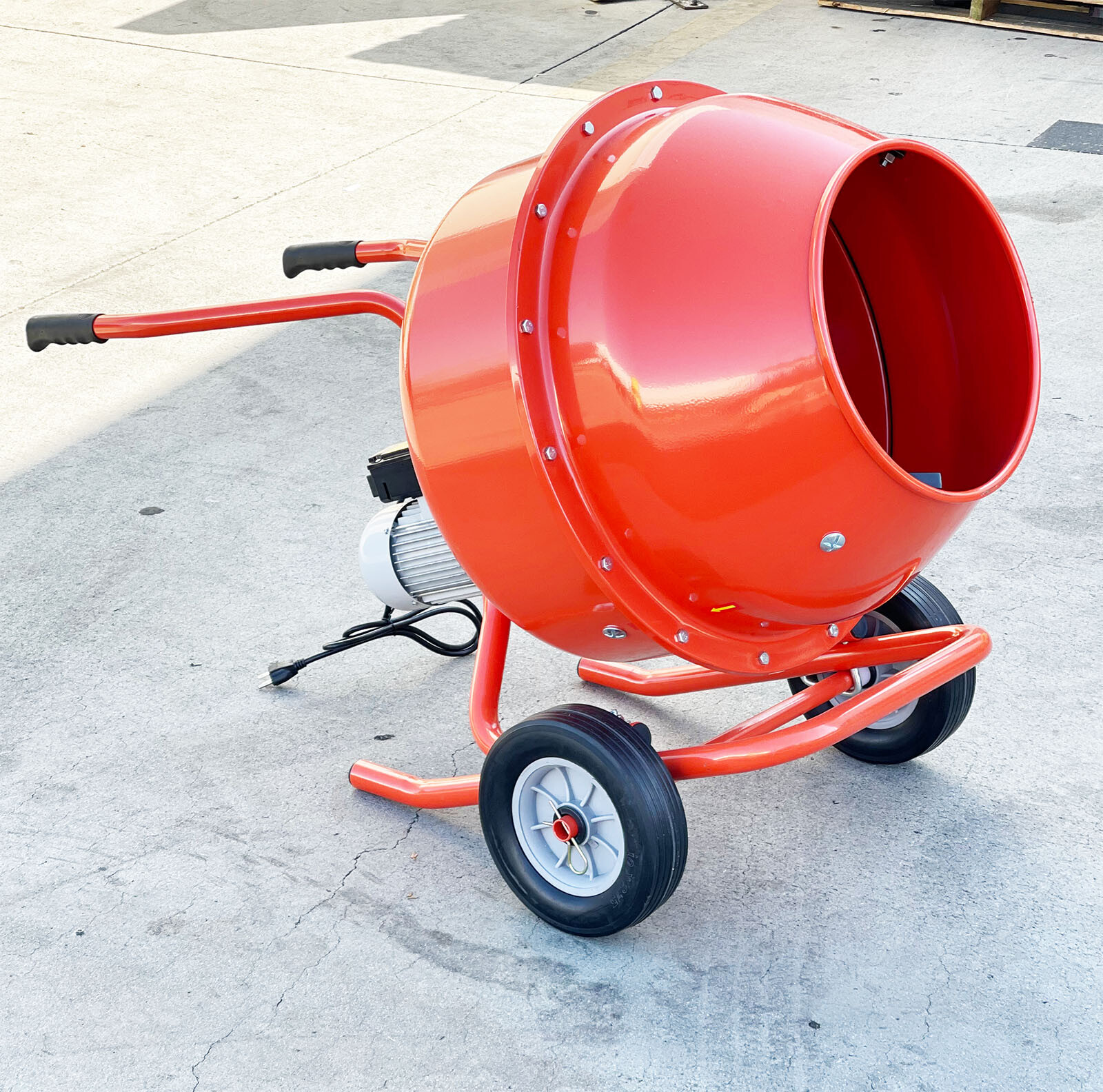 Portable 1/2HP 5 Cu. Ft. Horizontal Low Wheel Barrow Cement Mixer Mortar Stucco