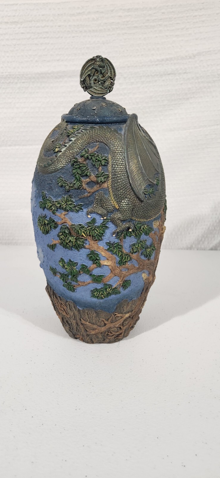 Vintage Dungeons And Dragons Wizard Dragon Vase With Lid Fantasy Rare