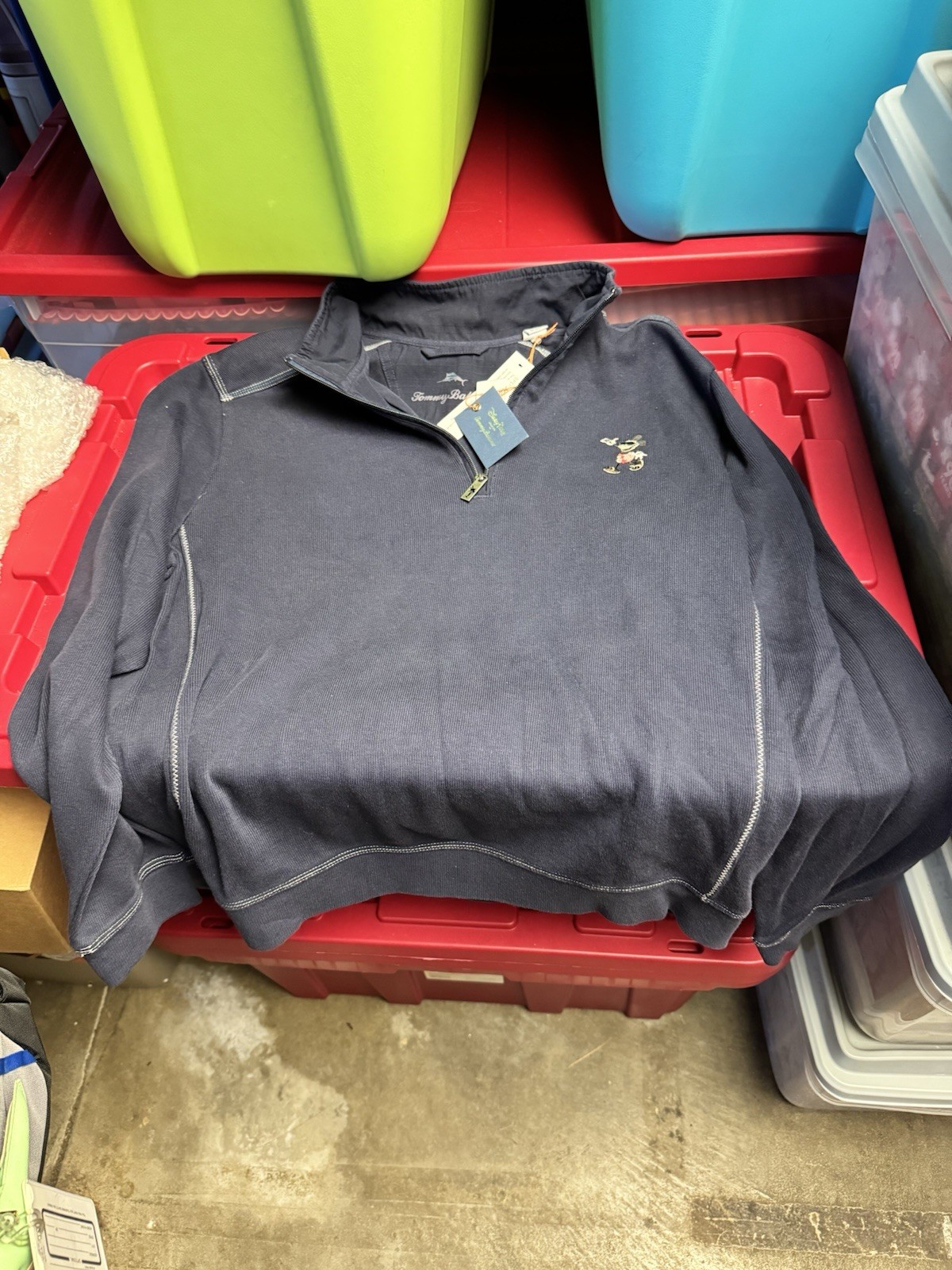 Disney Parks Tommy Bahama Mickey Mouse Half Zip Sweatshirt Jacket Men’s M NWT