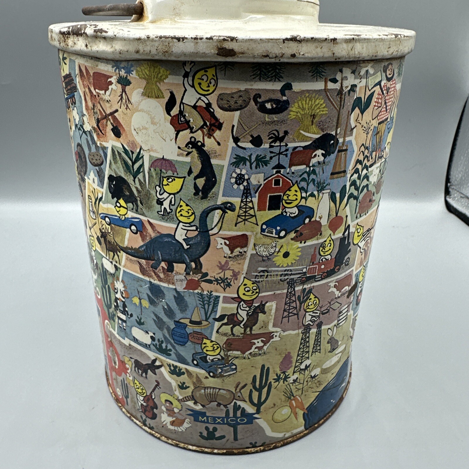 Vintage ESSO Skotch Cooler Thermos Happy Motoring Water Jug Characters USA Map