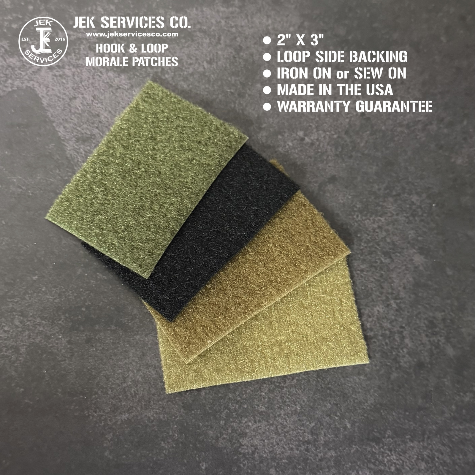 Loop Side Backing for Morale Patches, Iron On or Sew On, Hook & Loop, Multi Size