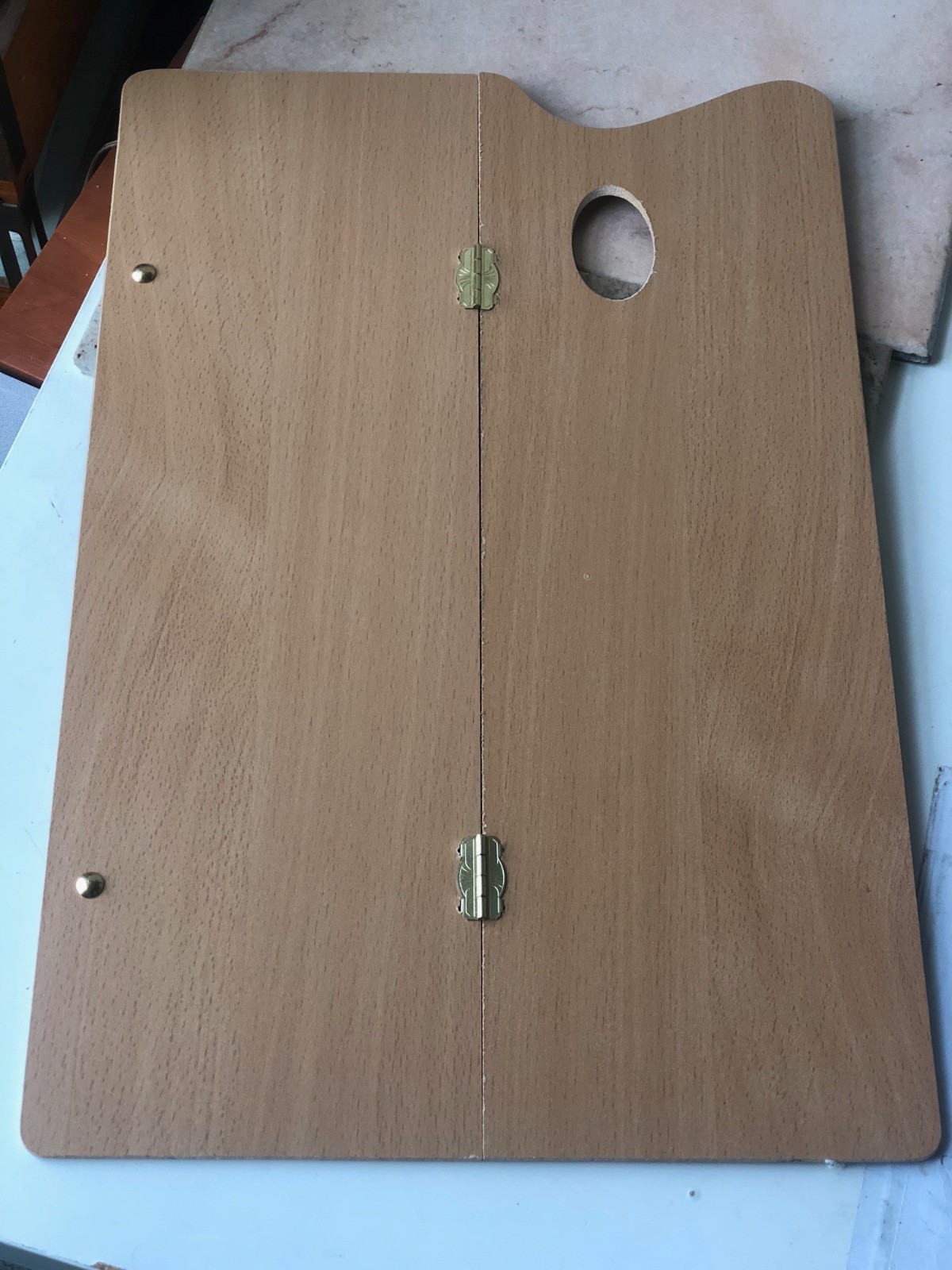 Foldable Wooden Oil Painting Artist Palette, Hinged, Travel Art Palette