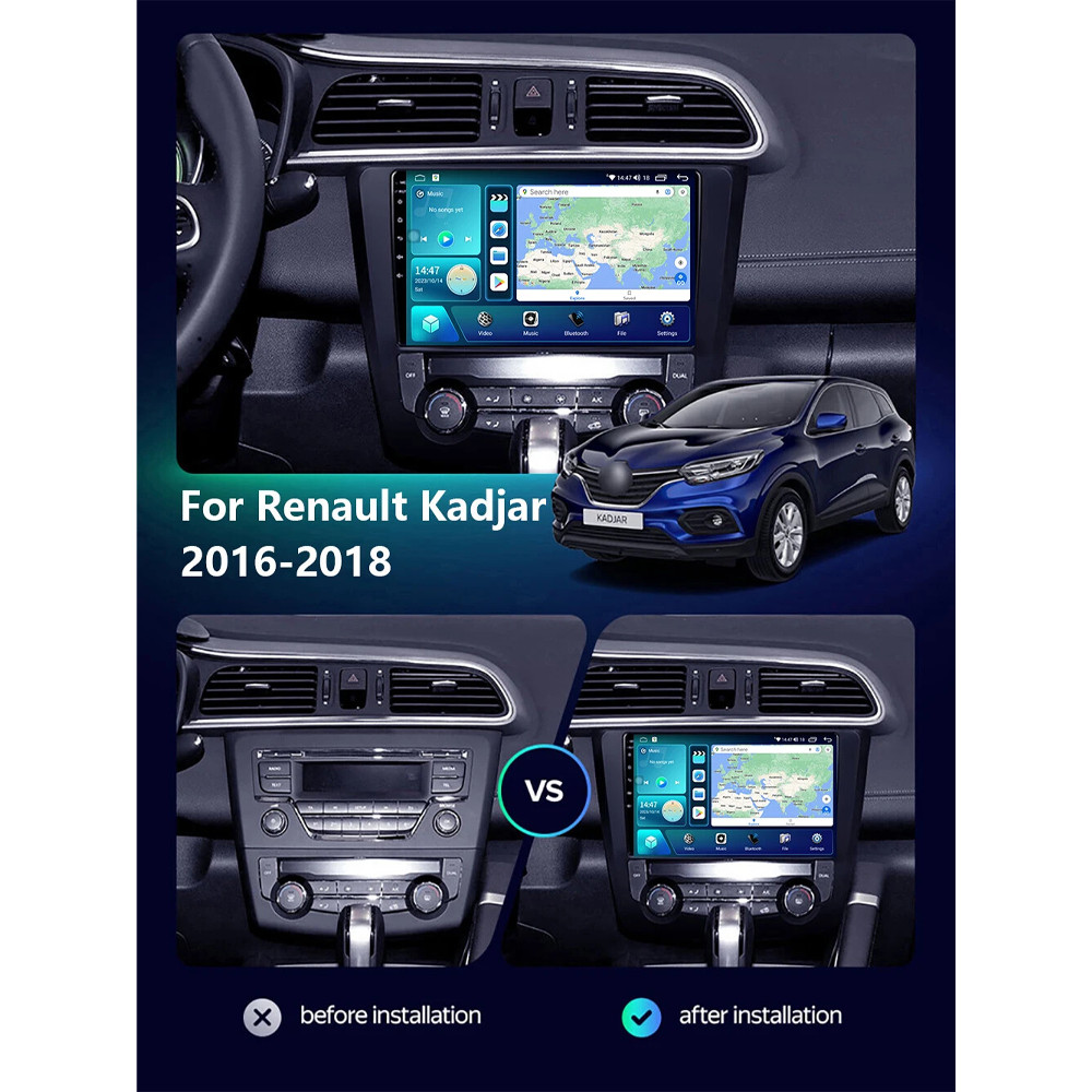 For Renault Kadjar 2016-2018 Car Radio Stereo Carplay GPS Navi Multimedia Screen