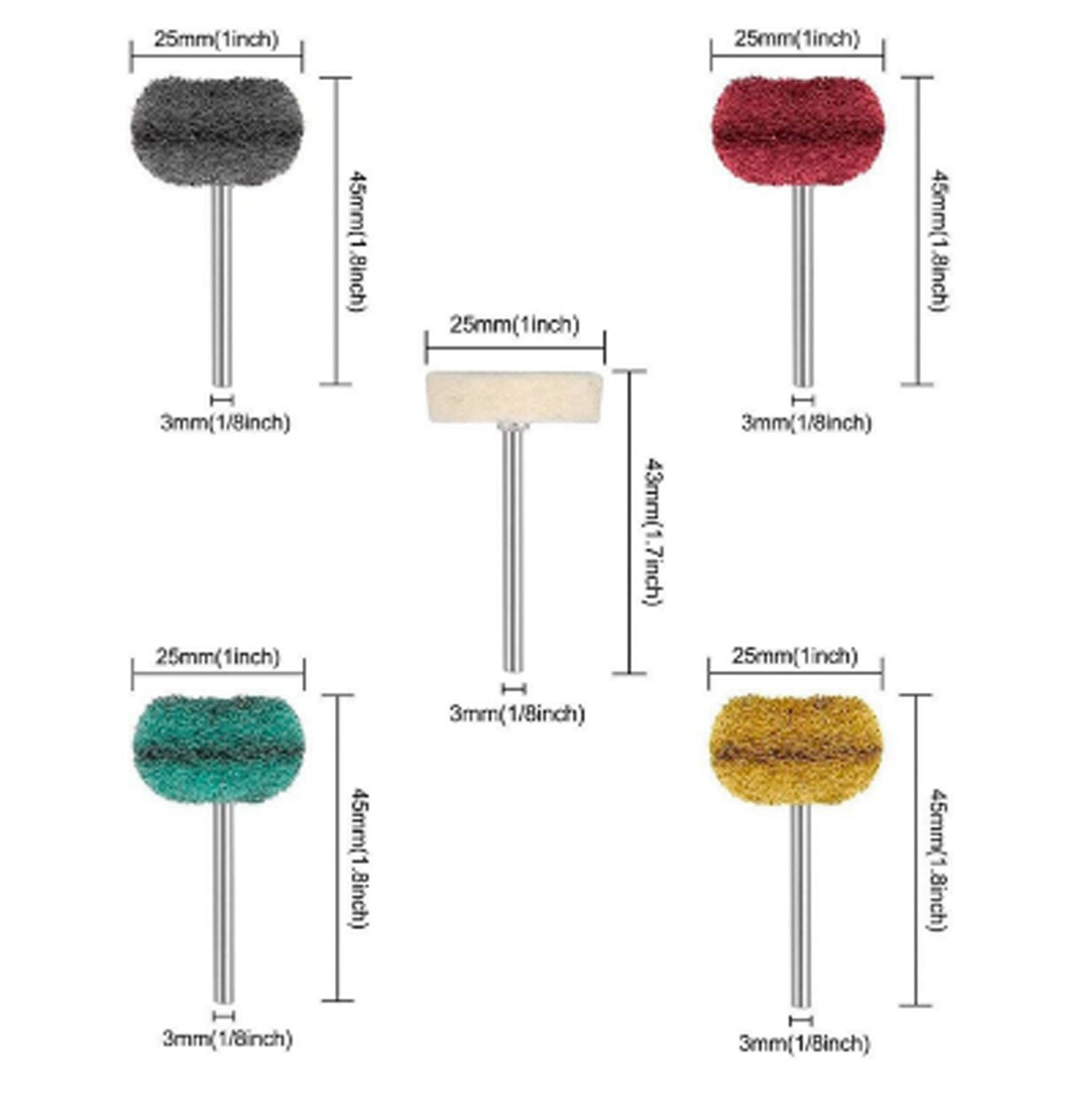 100pc Metal Polishing Buffing Abrasive Wheel Burr Kit Rotary Tool Set For Dremel