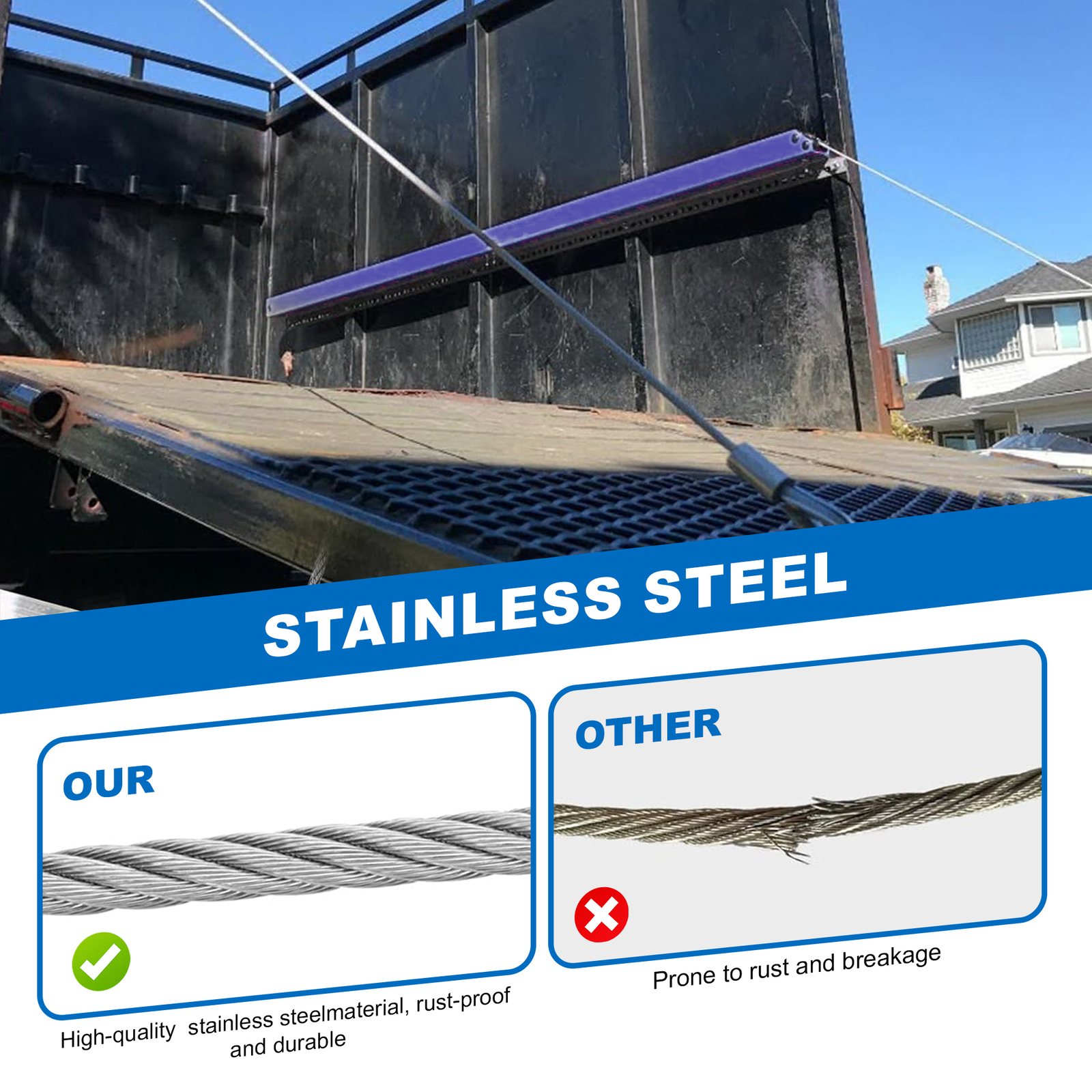 Fits Tommy Gate Lift gate 002939 Universal 7/32 Repair Cable Set w/hardware