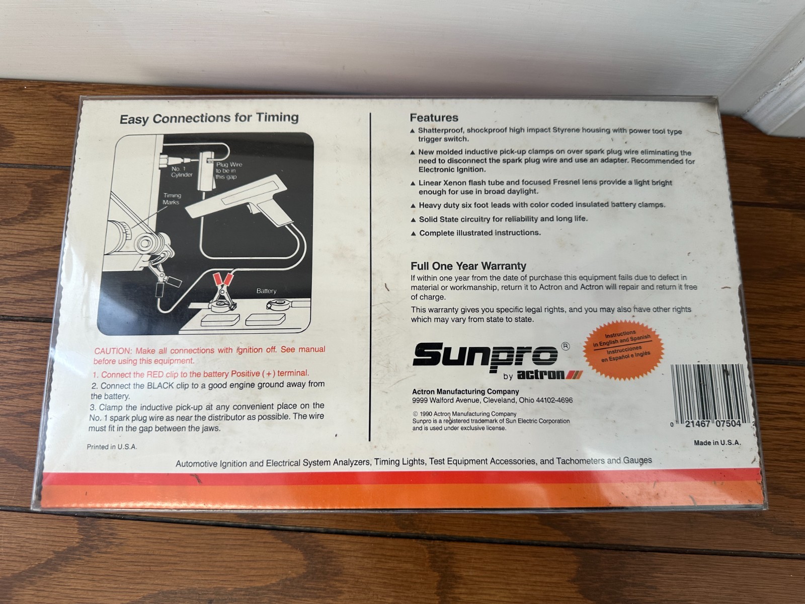 NOS SUNPRO CP7504 Inductive Timing Light 1990 Made in USA NEW in PACKAGE