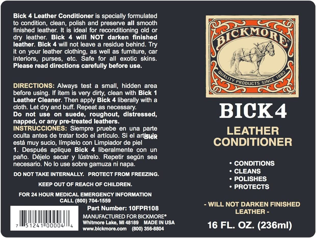 Bickmore Bick 4 Leather Conditioner 16 oz Polish and Protect Leather Products