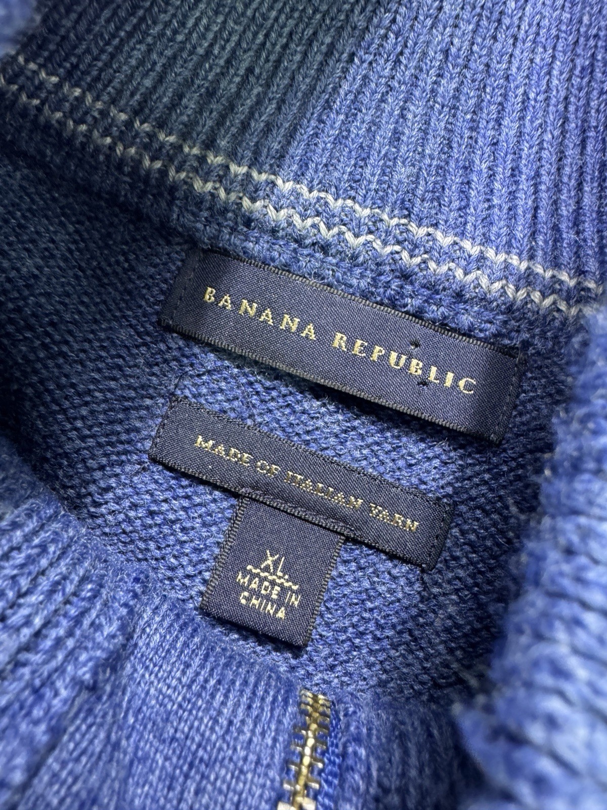 Banana Republic Men's XL Thick Wool Sweater 1/4 Zip Arm Pocket Outdoor Classic