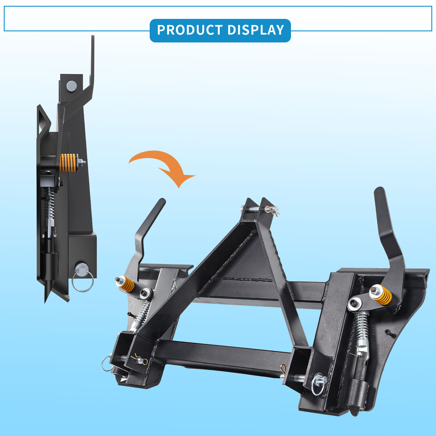 3 Pt Skid Steer Quick Tach Conversion Adapter for Cat 1 Tractors Heavy Steel US
