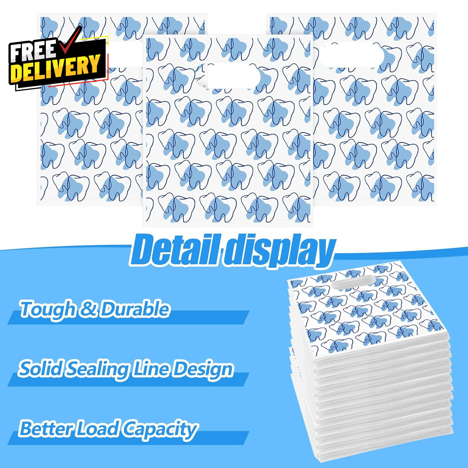 800 Pcs Tooth Patient Care Dental Bags Bulk 9 X 8 Inches Dental Giveaway Bags...