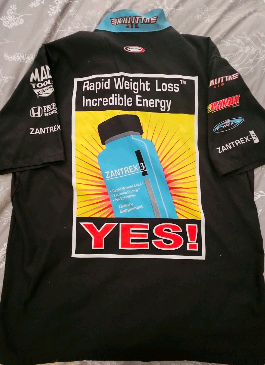 Vintage Rare NHRA David Grubnic signed Kalitta Air Race Worn crew shirt Large