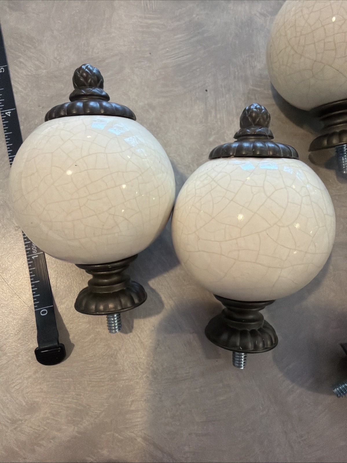 Alan And Roth Crackled Porcelain Curtain Finials