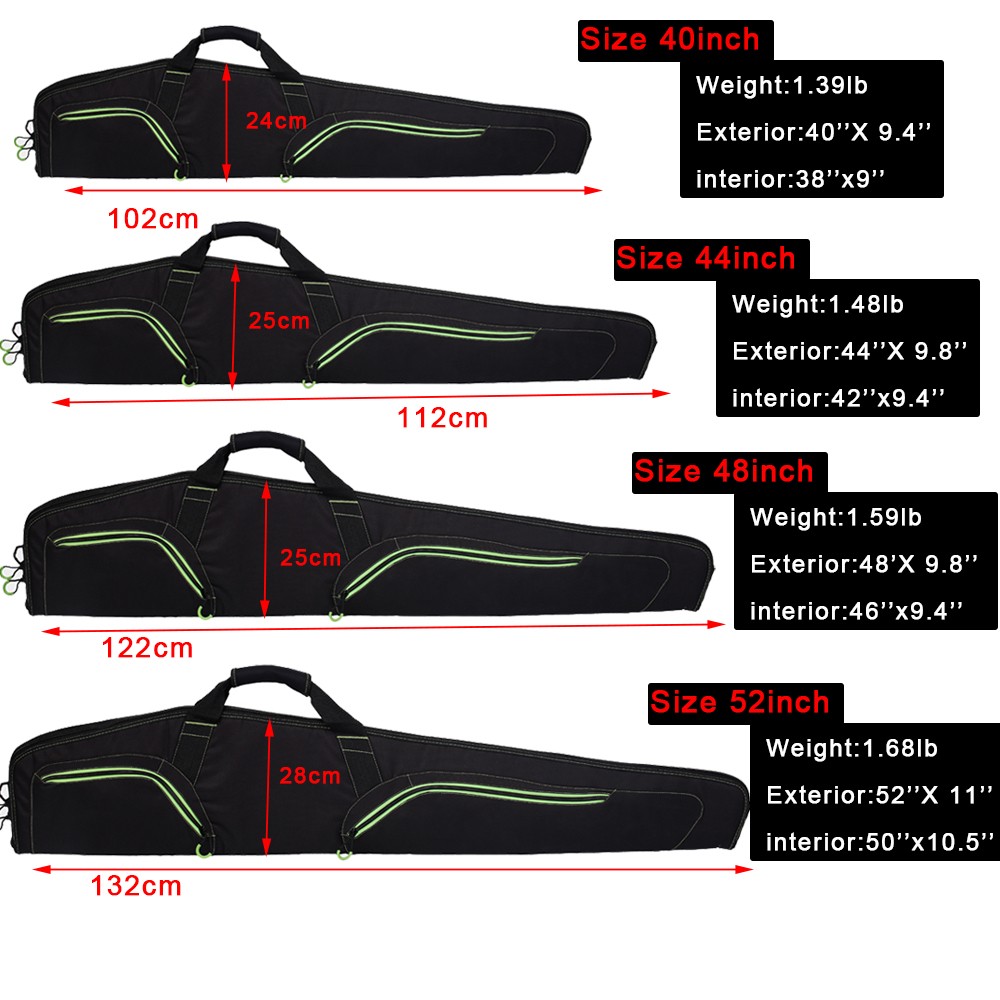 40/44/48/52Inch Scoped Rifle Case Soft Shotgun Bag with Accessory Zipper Pockets
