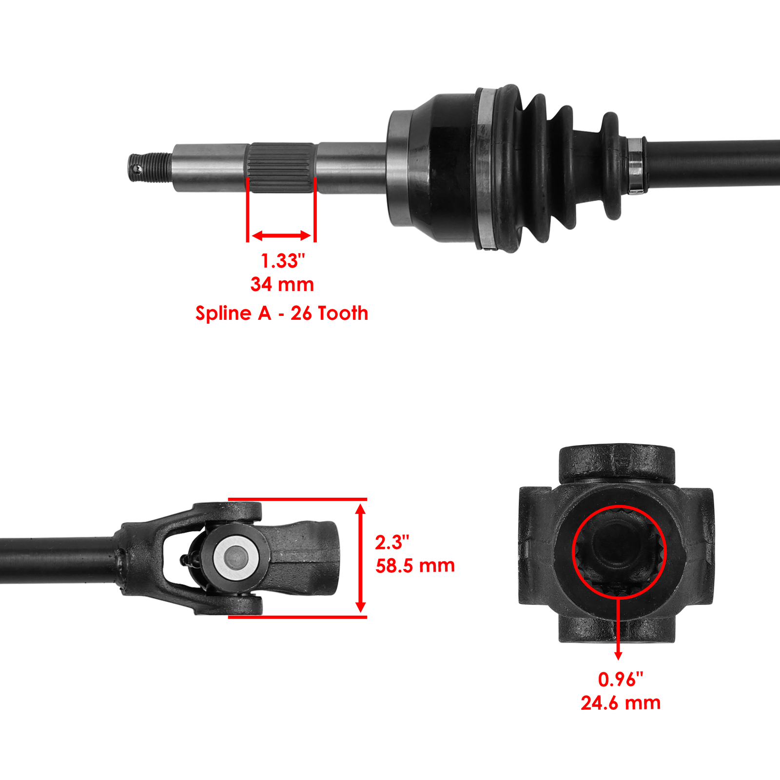 Front Left / Right CV Joint Axle for Polaris 1380153 1380215 2200960