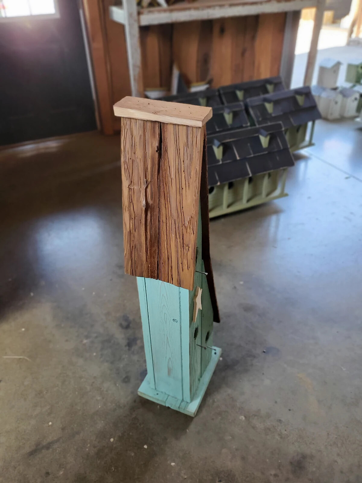 Rustic Reclaimed Wooden Extra Large Lean-To Condo Birdhouse For Outdoor Decor