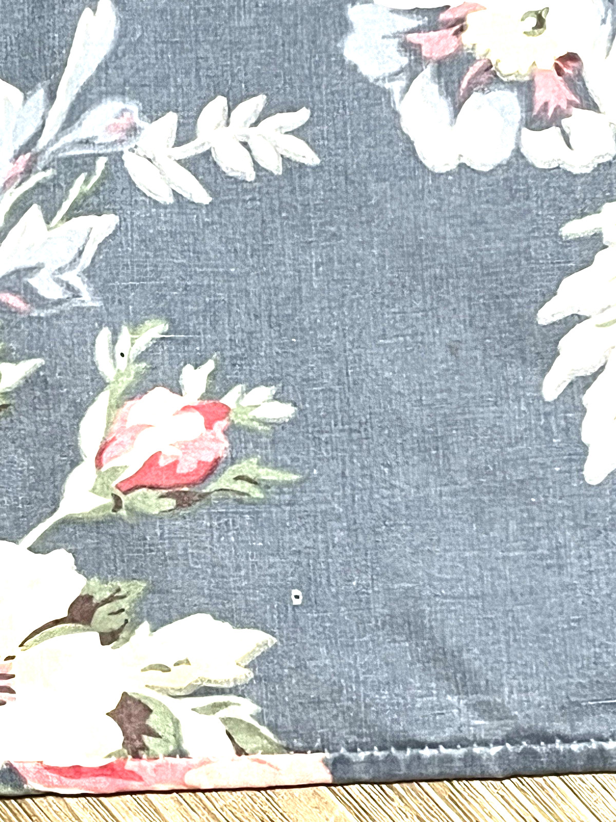 (2) RALPH LAUREN Kimberly Floral Pillowcases Blue Cotton Cabbage Roses King Size