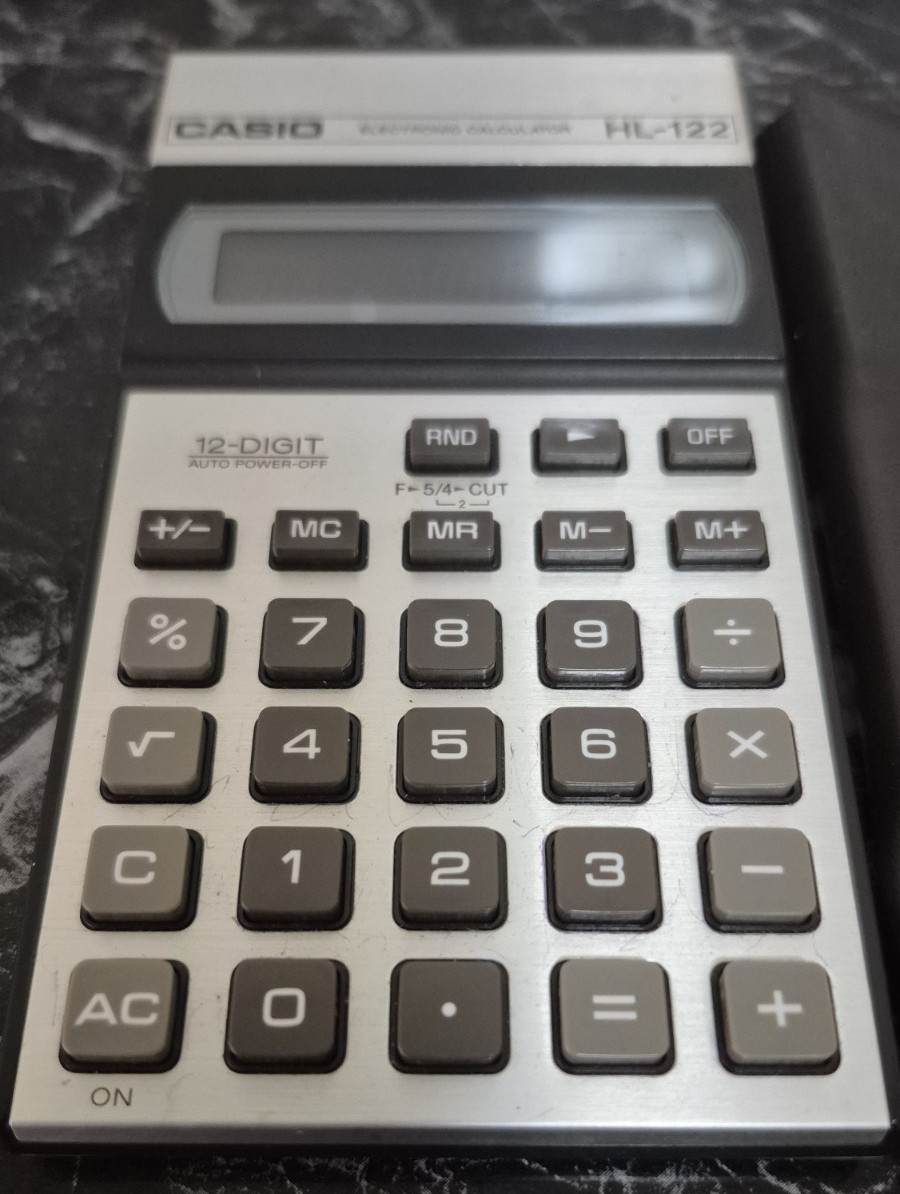 Vintage CASIO Calculator HL-122 12-Digit Battery Powered Tested Made Japan 1986