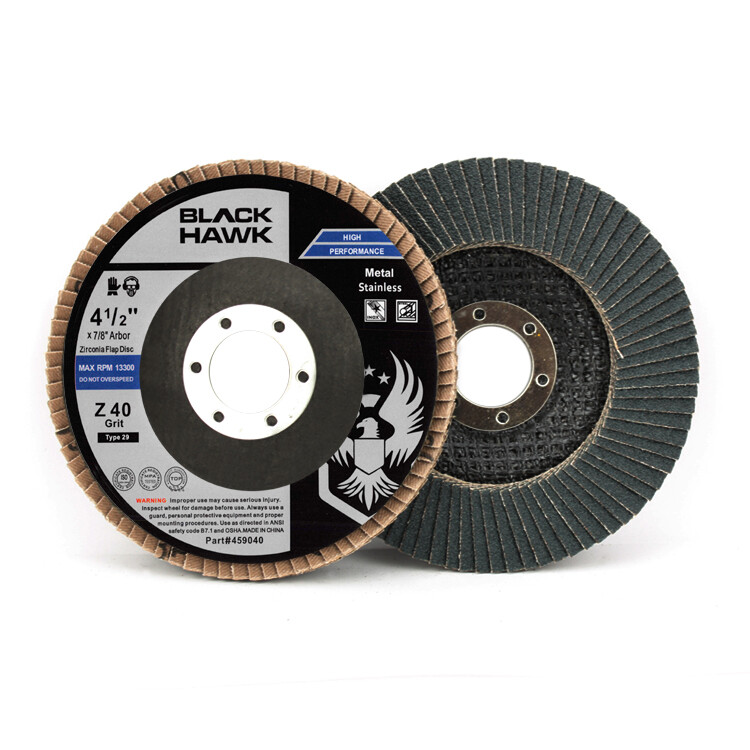 4-1/2" x 7/8" Black Hawk Zirconia Flap Discs T29 4.5" Sanding & Grinding Wheels