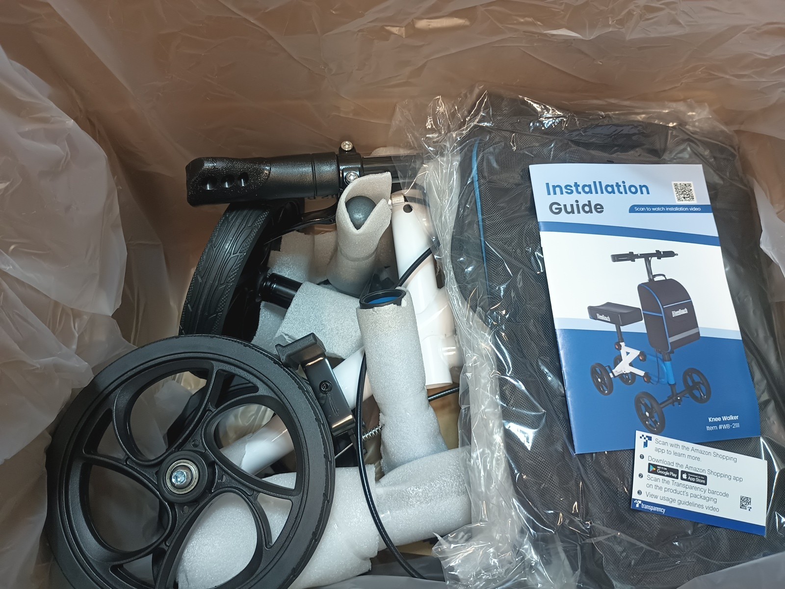 BlessReach Steerable Knee Scooter Foot Surgery , Foldable,Dual Brake, WB2111