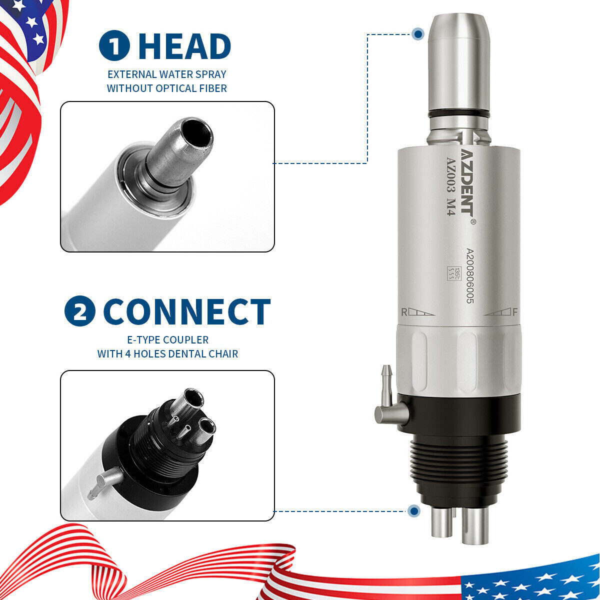 NSK Style Dental Slow Low Speed Handpiece Straight Contra Angle Air Motor 4/2H