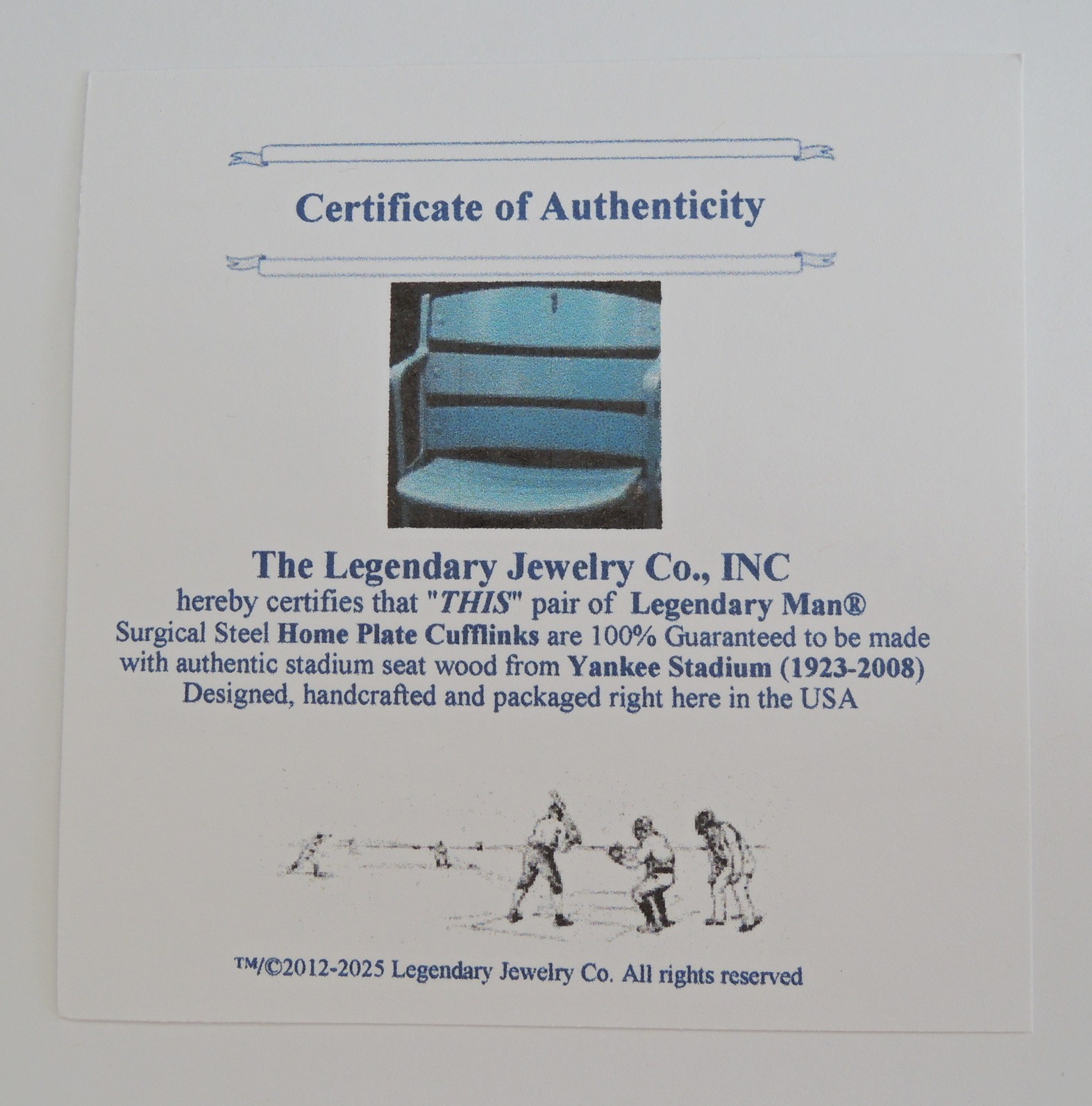 Baseball Cufflinks: old Yankee Stadium seat, Men's Christmas gift USA hand built