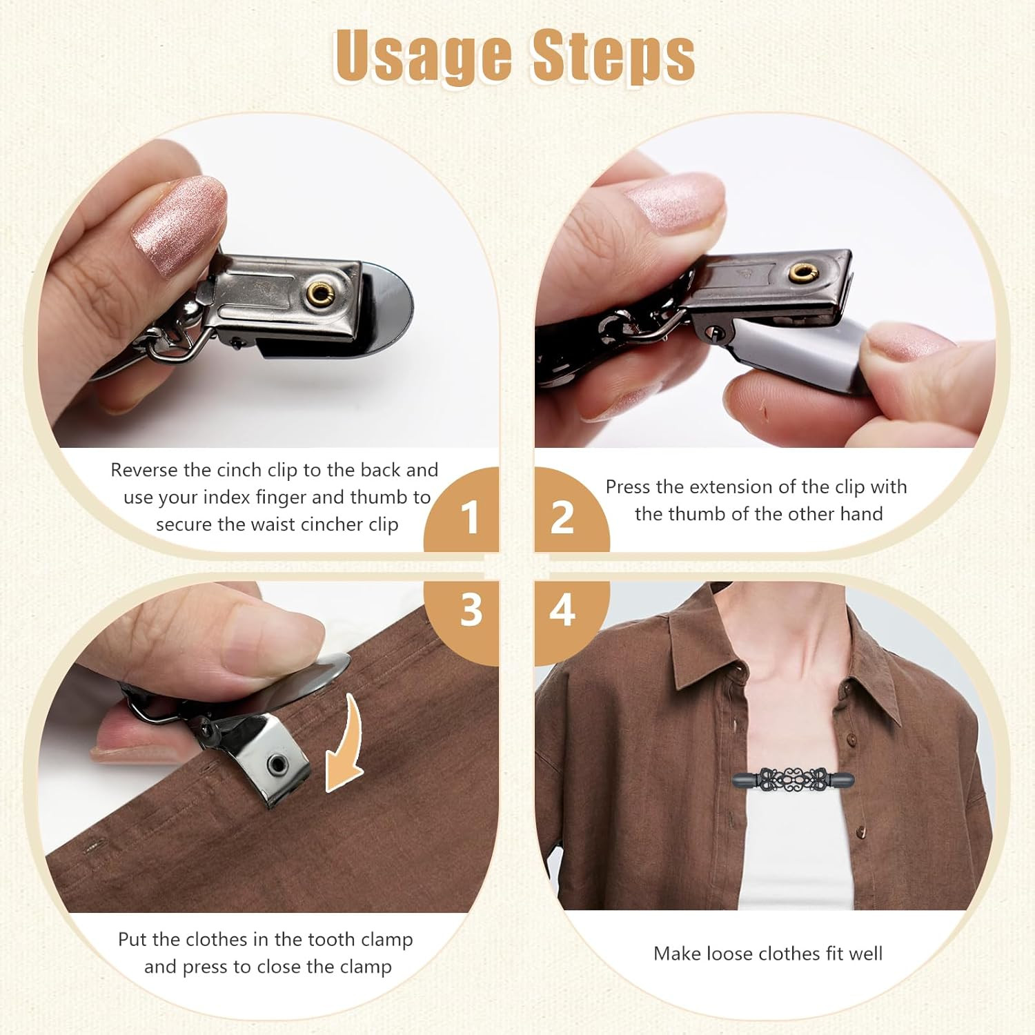 2 Pcs Dress Waist Clip for Shawl Cardigan Sweater Clothes Pant Tightener