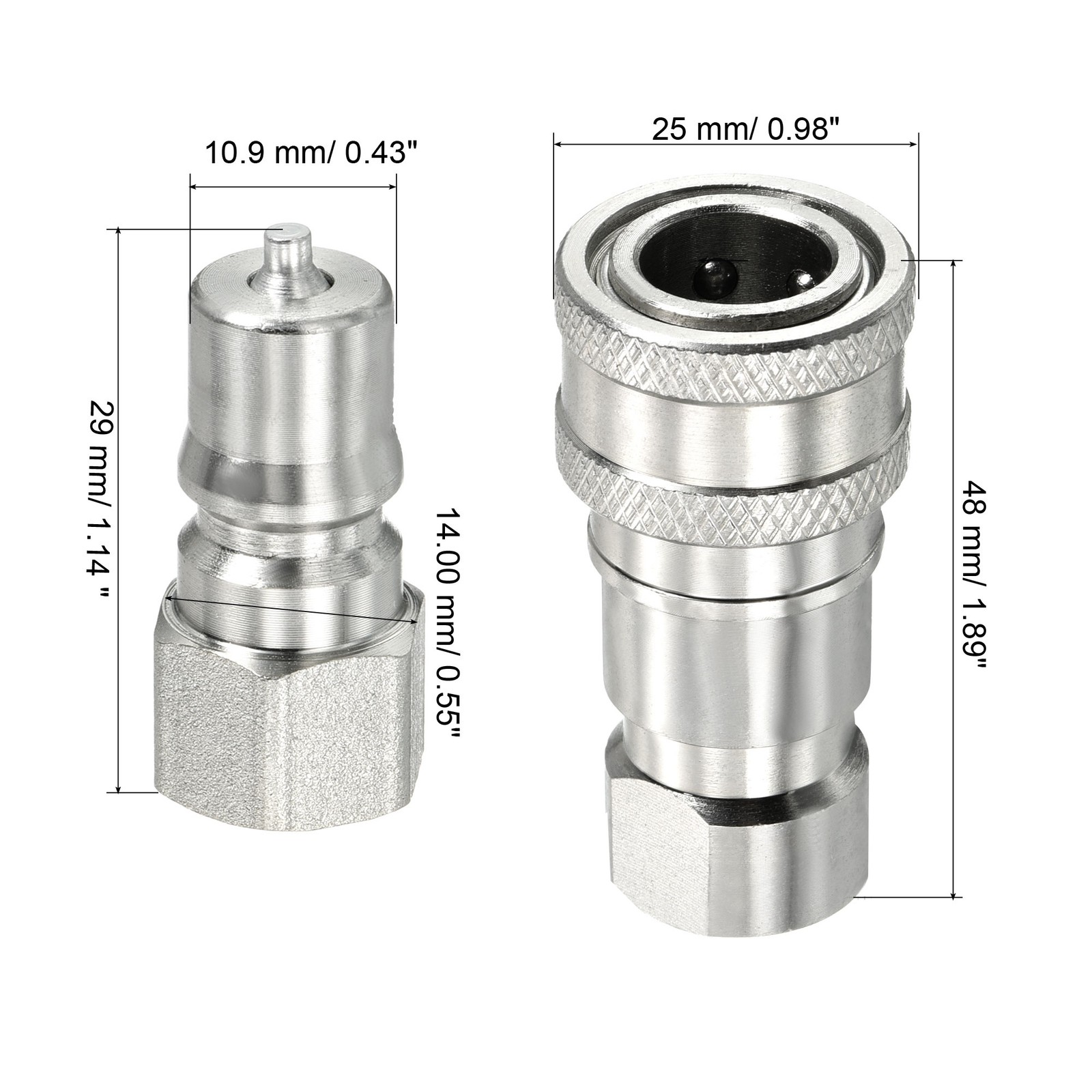 Hydraulic Quick Connect Coupler Set Carbon Steel G1/8 Female Hose Fitting