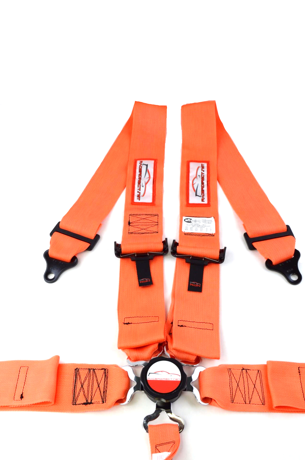 DRAGSTER RACING HARNESS CAM LOCK 5 PT ROLL BAR MOUNT PULL UP LAP BELTS ORANGE