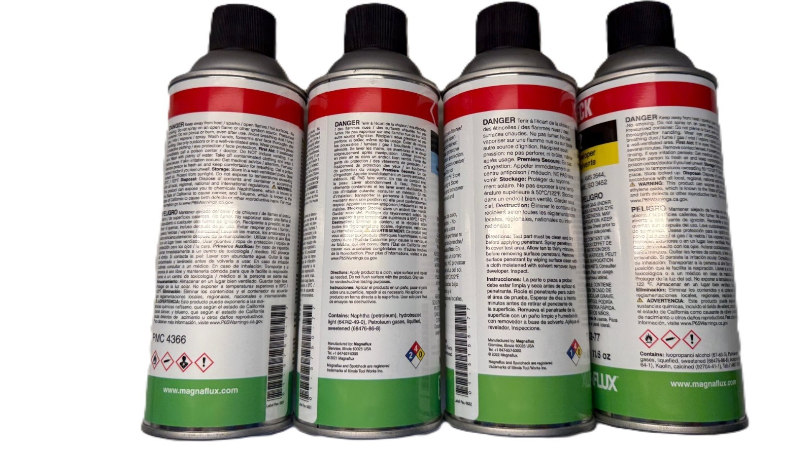 New MAGNAFLUX VISIBLE PENETRANT TESTING KIT (total of 4 cans)