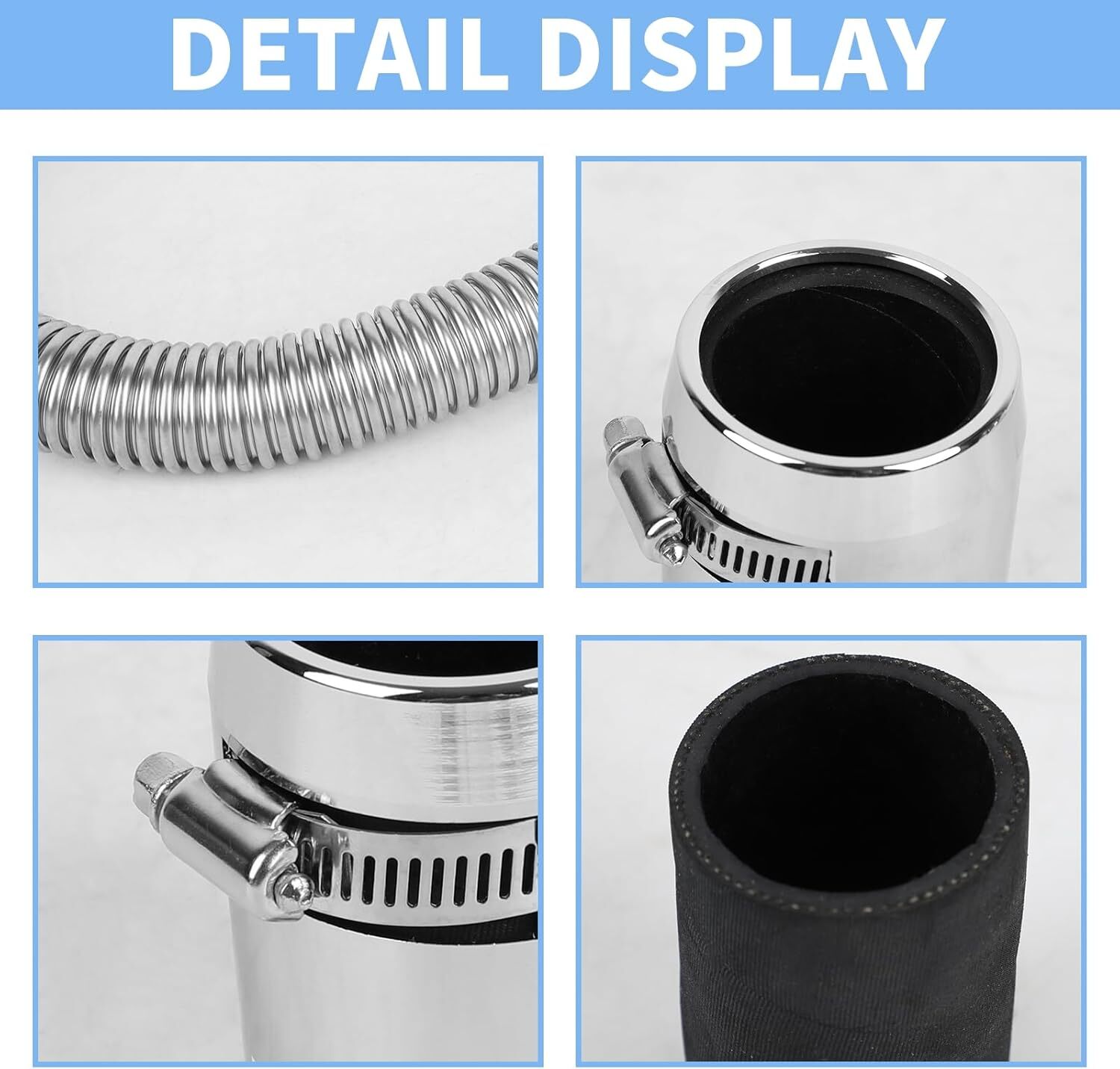 Universal 48" Stainless Steel Radiator Flexible Coolant Water Hose W/ Caps Kit