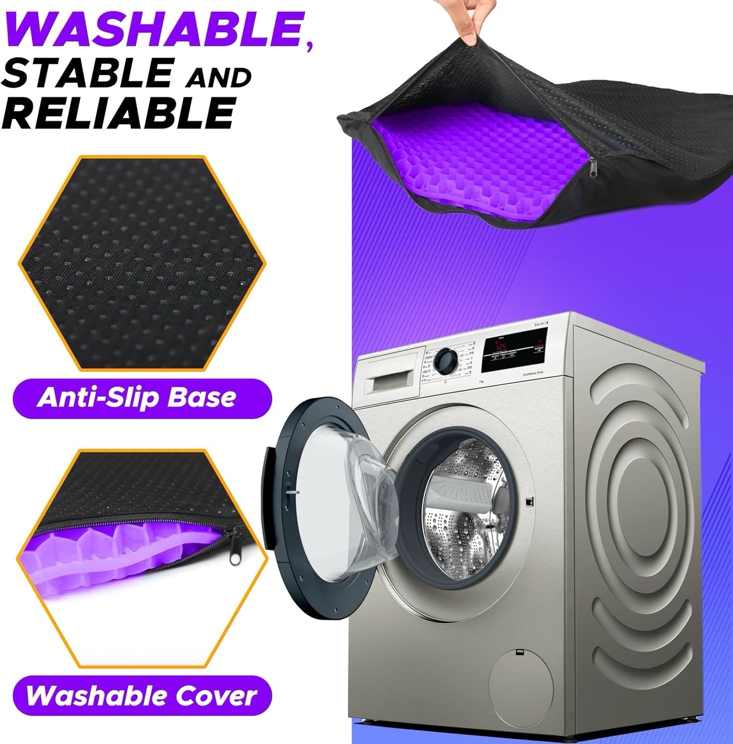 EcoNour Gel Seat Cushion for Long Sitting (Large & Thick) - Pressure Relief