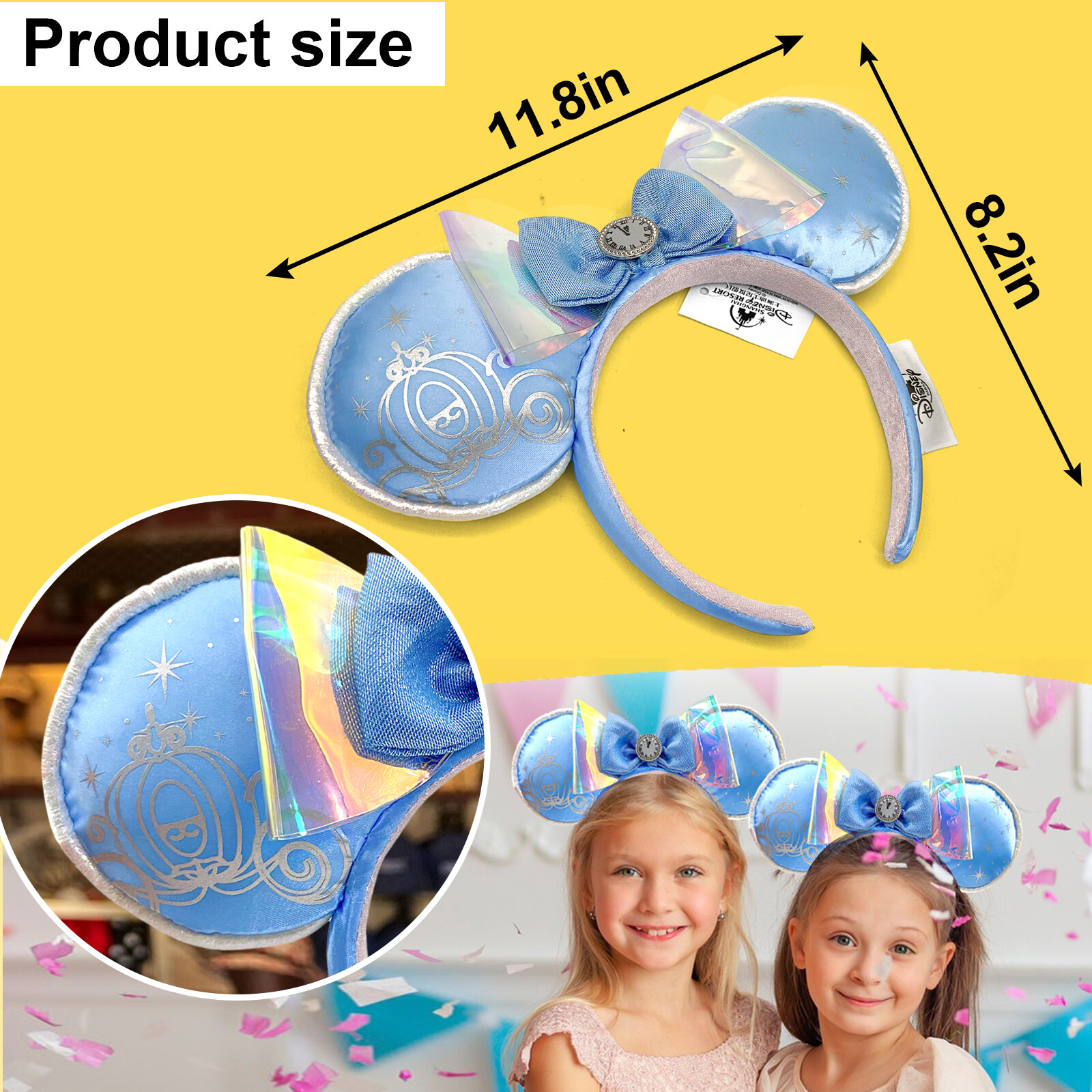 Disney Parks Cinderella Minnie Mouse Ears Blue Headband Disneyland 2024