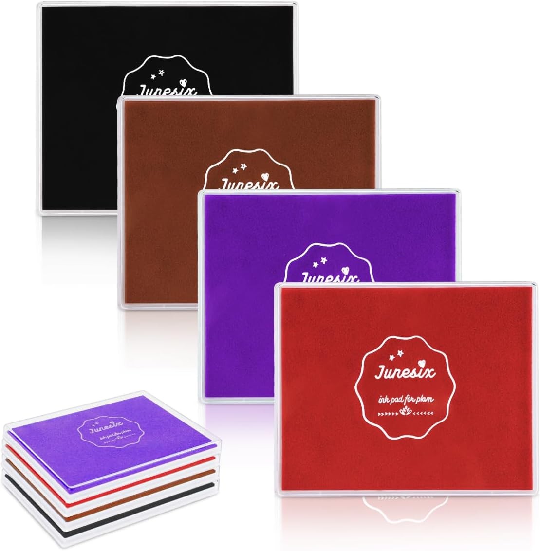 IBEQUEM 4Pcs Large Ink Pad for Rubber Stamps,5X4 Inch Craft Ink Pads Stamp Partn