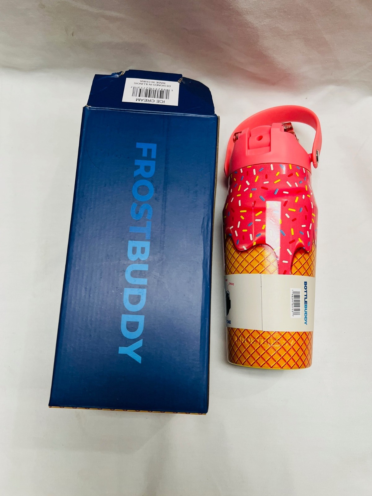 Frost Buddy 16oz Insulated Water Bottle with Straw & Chug Lid ICECREAM