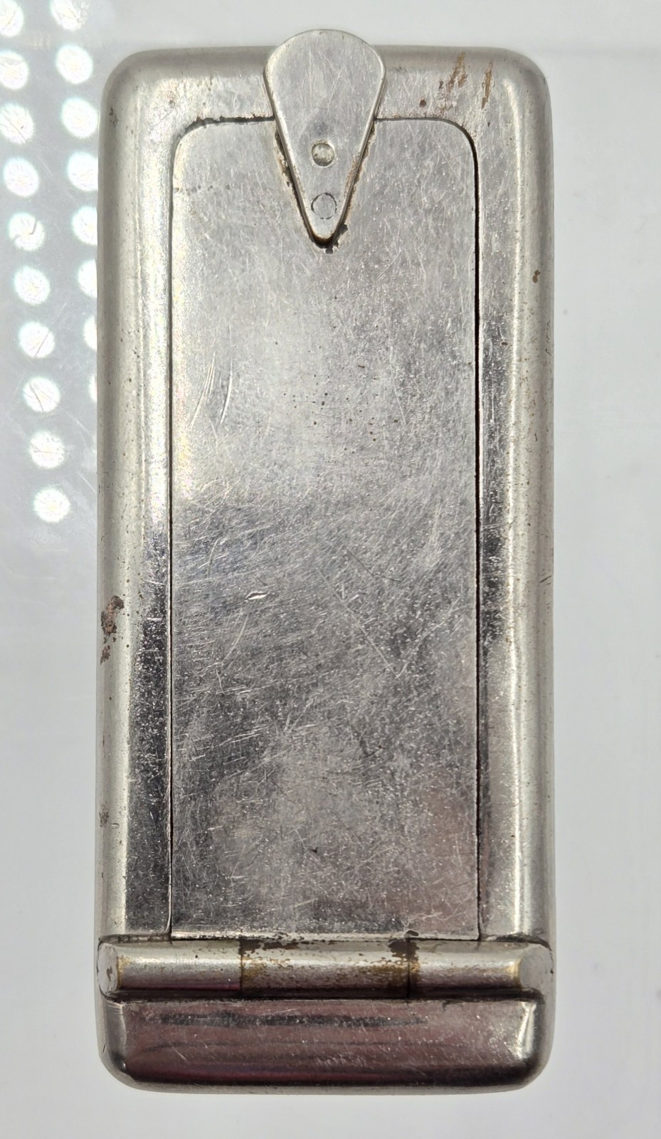 WWI Era Nickel-Plated Brass Trench Vesta Case – Rare Match-Holder Lid – MINT...