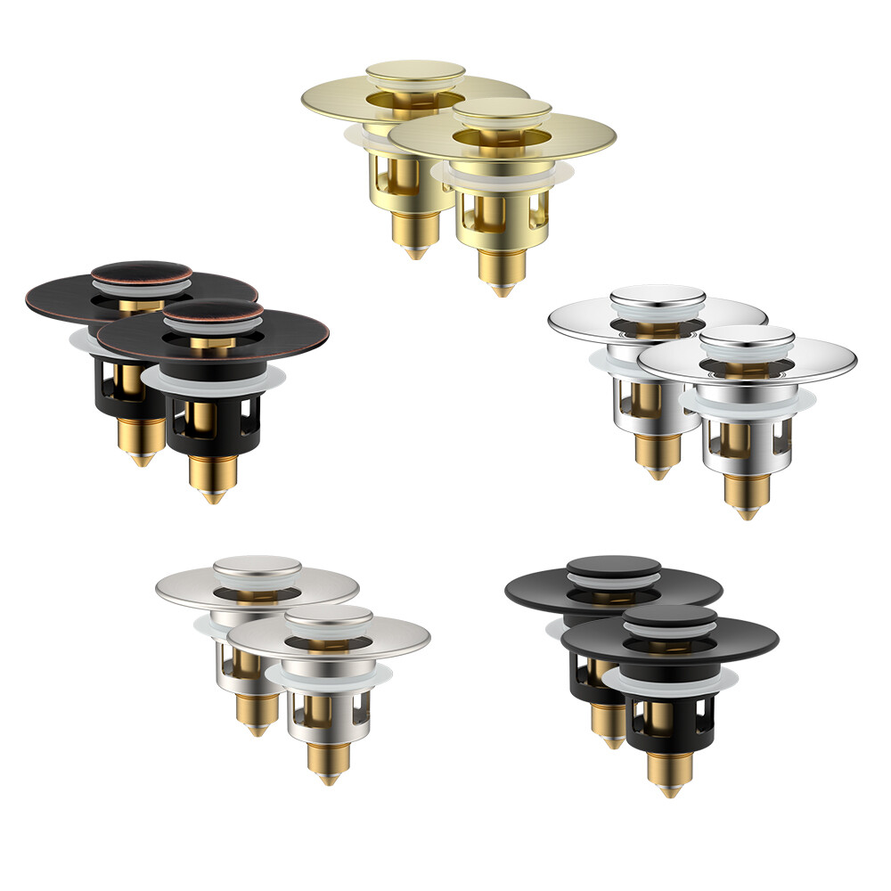 2PC All Metal Universal Bathroom Sink Stopper, for 1''~1.8'' Basin Pop Up Sink